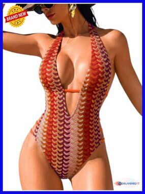 Plunge One Piece Swimsuit Backless Crochet Monokini Cheeky Bottom